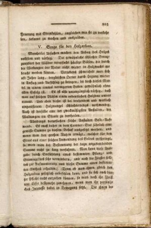 V. Sorge für den Holzanbau.