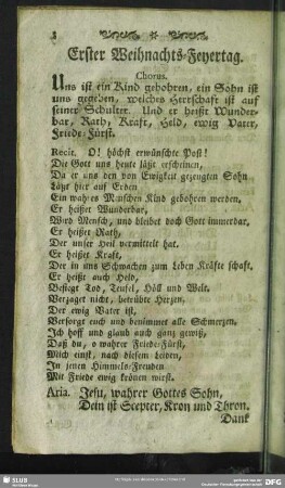 Erster Weihnachts-Feyertag