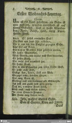 Erster Weihnachts-Feyertag