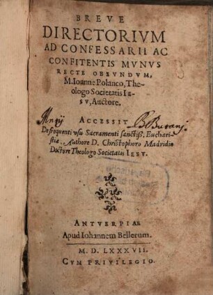 Breve Directorium ad confessarii munus recte obeundum