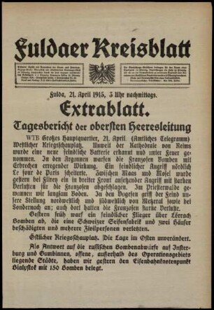 Ausgabe vom Mittwoch, den 21. April 1915.