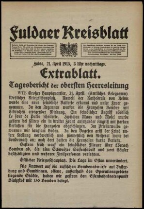 Ausgabe vom Mittwoch, den 21. April 1915.