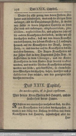Das XXIX. Capitel, Von denen Kranckheiten des Haupts, und insonderheit derer Haare