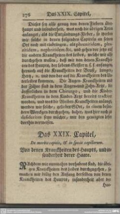 Das XXIX. Capitel, Von denen Kranckheiten des Haupts, und insonderheit derer Haare