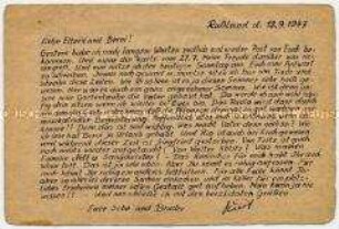 Vordruck-Postkarte aus einem sowjetischen Kriegsgefangenenlager an die Familie in Dortmund - Personenkonvolut