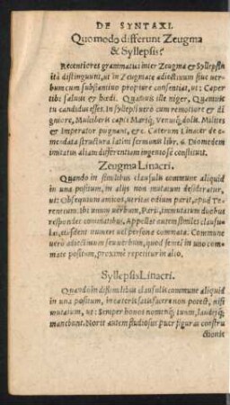Quomodo differunt Zeugma & Syllepsis?