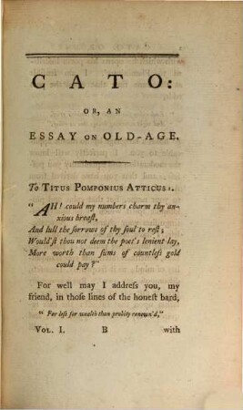 Cato And Laelius: Or, Essays On Old-Age And Friendship : In Two Volumes, 1