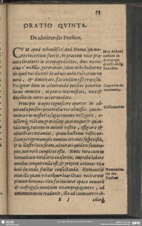 Oratio Quinta. De admirandis Poeseos