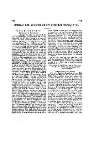 Beylage zum 42ten Stück der Deutschen Zeitung 1795