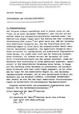 Überlegungen zum Exklamativsatzmodus