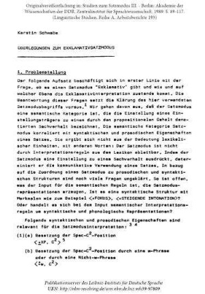 Überlegungen zum Exklamativsatzmodus