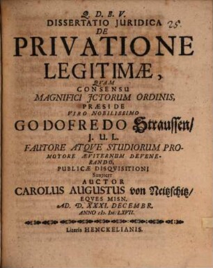Diss. ... de privatione legitimae