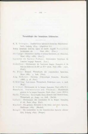 Verzeichnis der benutzten Litteratur.