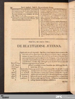 Tab. I. De Beatitudine æterna.