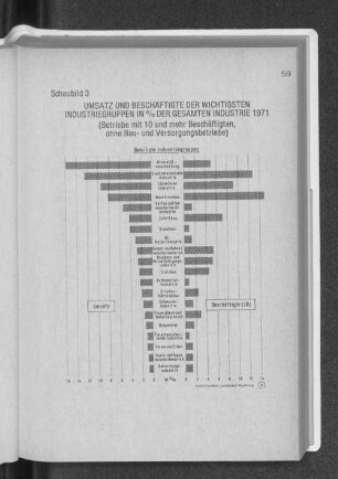 Schaubild 3: Umsatz und Beschäftigte der wichtigsten Industriegruppen in % der gesamten Industrie 1971