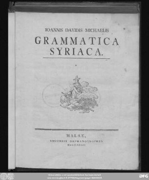 Ioannis Davidis Michaelis Grammatica Syriaca