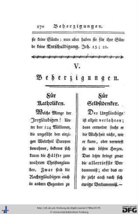 V. Beherzigungen.