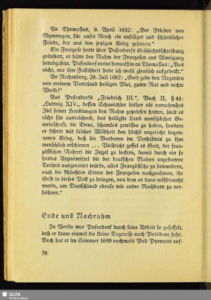 Ende und Nachruhm