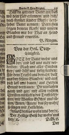 Von der Heil. Drey-Einigkeit.