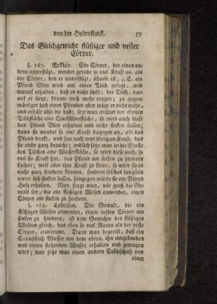 Das Gleichgewicht flüßiger und vester Cörper.
