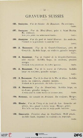 Gravures suisses (Nr. 186-216)