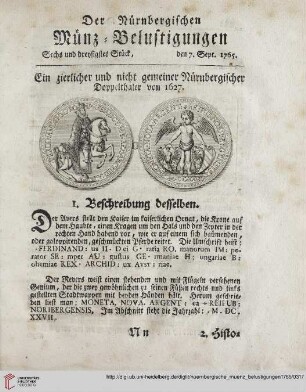 (Sechs und dreysigstes Stueck, den 7. Sept. - Neun und dreysigstes Stueck, den 28. Sept.)
