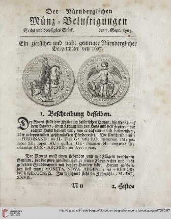 (Sechs und dreysigstes Stueck, den 7. Sept. - Neun und dreysigstes Stueck, den 28. Sept.)
