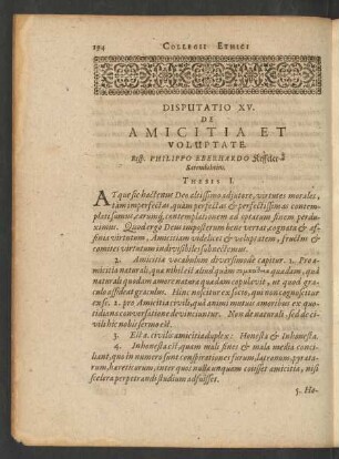 Disputatio XV. De Amicitia Et Voluptate