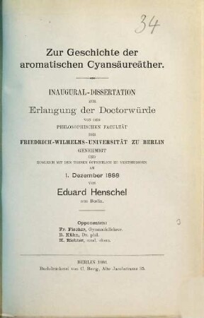 Zur Geschichte der aromatischen Cyansäureäther
