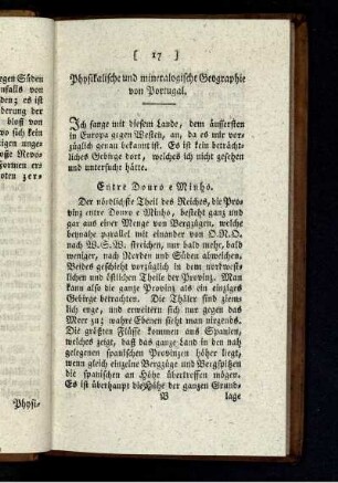 Physikalische und mineralogische Geographie von Portugal.