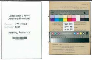 Entnazifizierung Franziskus Kersting , geb. 02.05.1900 (Beamter)