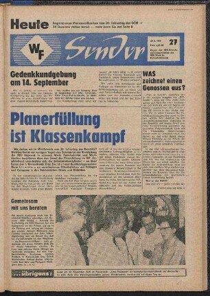 Betriebszeitung 'WF-Sender', Nr.27/1969 (29. August 1969)