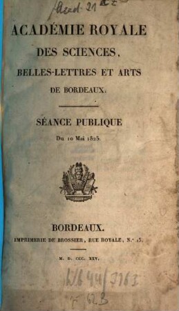 Séance publique. 5. 1825