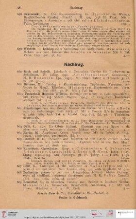 Nachtrag (Nr. 660 - 669)