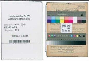 Entnazifizierung Heinrich Platzer , geb. 10.05.1911 (Konditor)