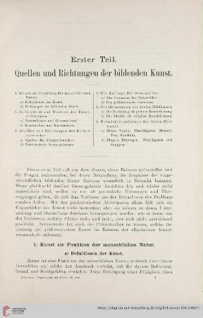 Erster Teil: Quellen und Richtungen der bildenden Kunst