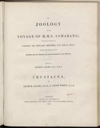 [4]: The zoology of the voyage of H. M. S. Samarang; under the command of Captain Sir Edward Belcher, during the years 1843-1846. [4]