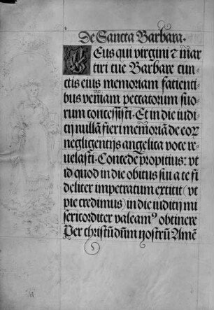 Gebetbuch Kaiser Maximilians I. — Heilige Barbara, Folio 7verso