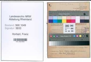 Entnazifizierung Franz Horbert , geb. 24.08.1909 (Kaufmann)