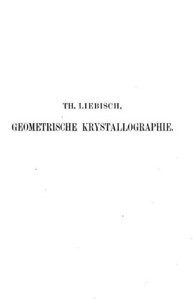 Geometrische Krystallographie
