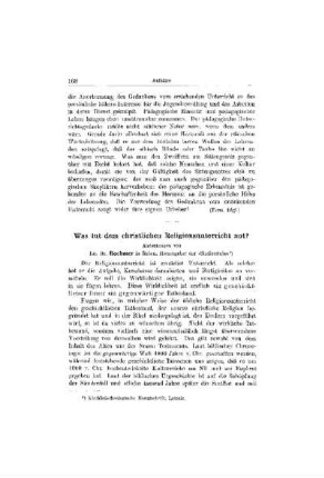 Was tut dem christlichen Religionsunterricht not?