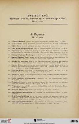 E. Fayence (Nr. 491-606)