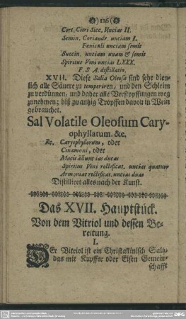 Das XVII. Hauptstück. Von dem Vitriol und dessen Bereitung