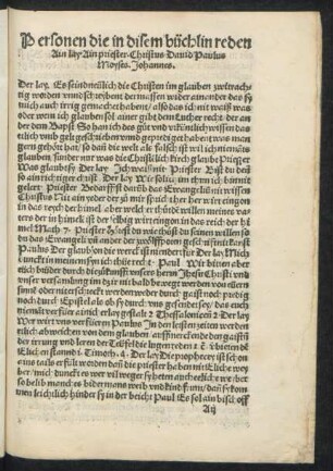 Personen die in disem büchlin reden Ain lay. Ain priester. Christus. David Paulus Moyses. Johannes.