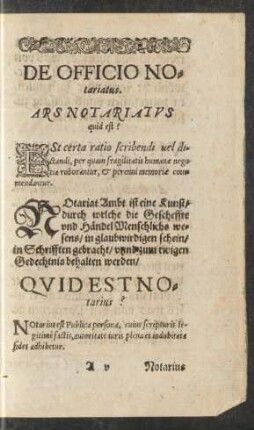 Ars Notariatus quid est?