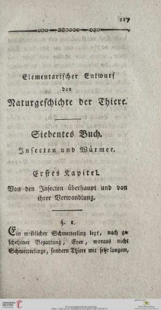 Siebentes Buch: Insecten und Würmer