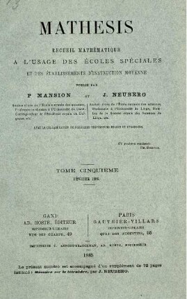 TOME CINQUIÉME FÉVRIER 1885.