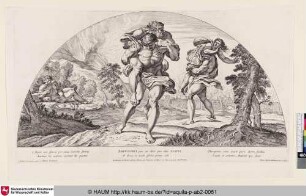 [Die Flucht der catanischen Brüder Amphinomus und Anapias nach dem Ausbruch des Ätna, nach dem Fresko im Camerino des Palazzo Farnese]