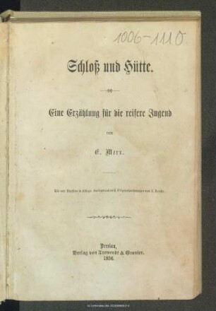 Schloss und Hütte : eine Erzählung für die reifere Jugend