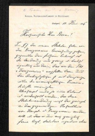Schreiben E. Fraas